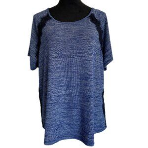 Lane Bryant SZ 18/20 Navy Heathered Short Sleeve Top With Lace Accents